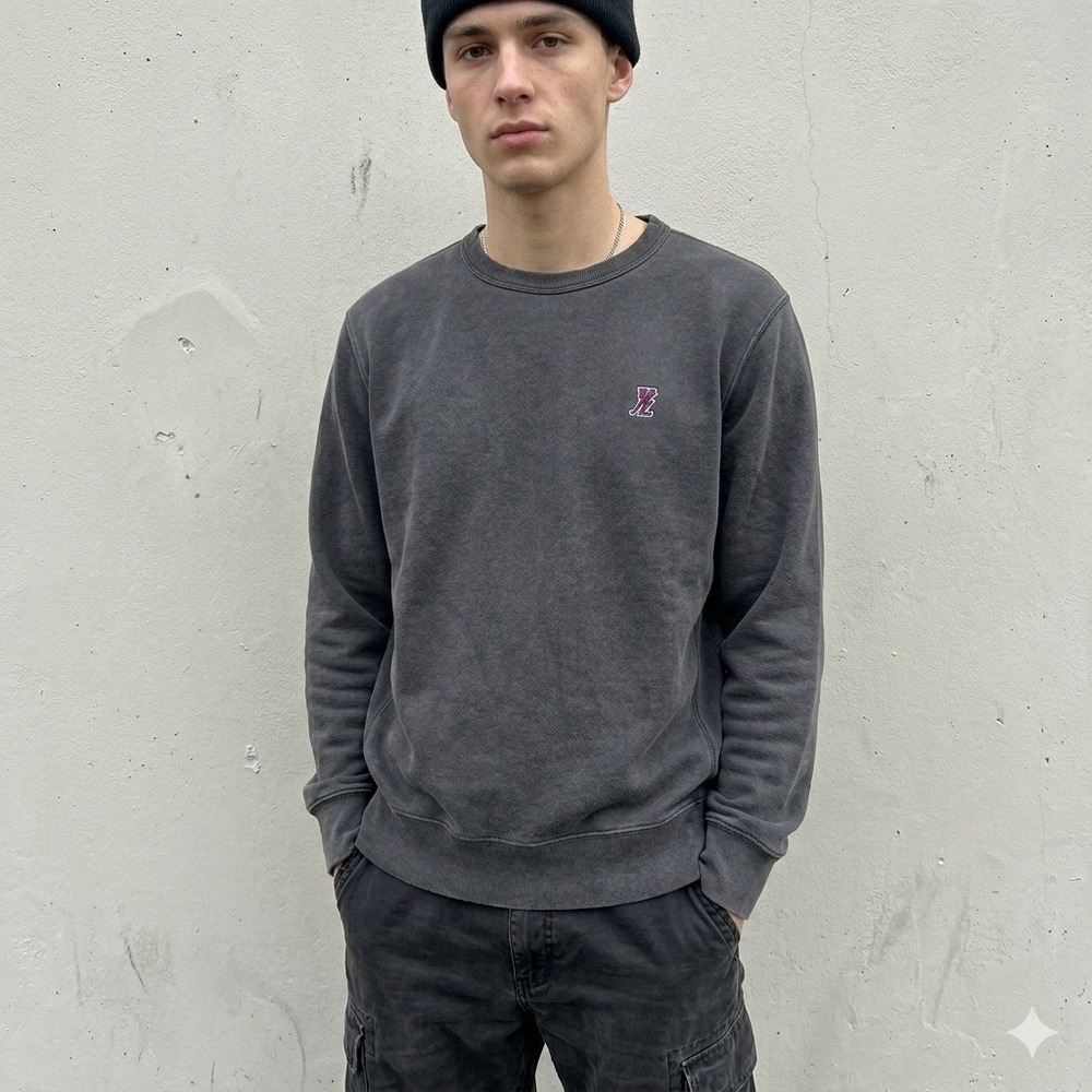 Public School Sweatshirt Mens Medium Black Crewneck Embroidered Logo Streetwear